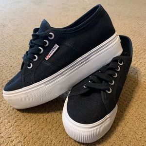 Superga black platform sneaker